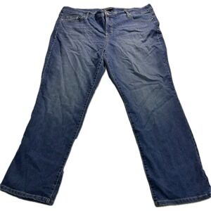 Bandolino Mandie Straight Leg Jeans Womens 18W Medium Wash Blue Stretch Denim